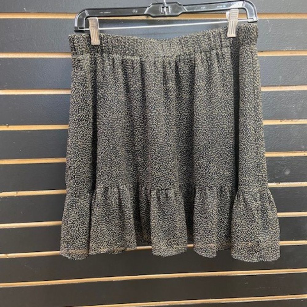 LOFT black and tan ruffle flounce skirt